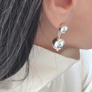 Orecchini A Bottone Con Doppia Sfera Con Perno In Argento Sterling 925 Gioielli Minimalisti Lucidi Per Donne