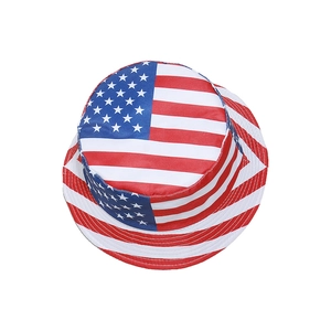 Unisex US flag bucket hat with stars and stripes print for summer sun protection