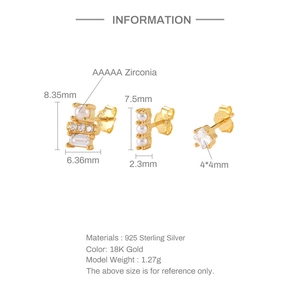 Detailed size specifications of 925 sterling silver star and evil eye earring set