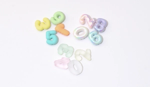 Mix of colorful matte and iridescent 0-9 number beads for DIY jewelry and phone charms