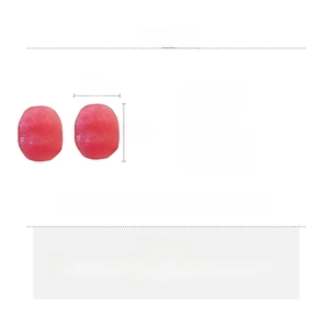 Detail specifications of red oval resin earrings featuring premium silver needles