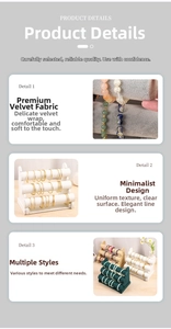 Close-up of premium velvet three-tier T-bar jewelry display for bracelets and watches