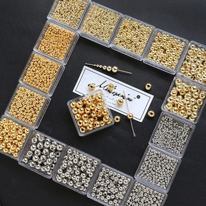 Set de cuentas de cobre chapado en oro 14k/18k para creación de joyas DIY varios tamaños
