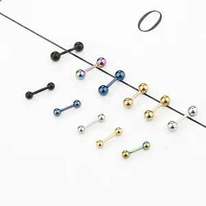 Orecchini a bilanciere in acciaio chirurgico in vari colori, inclusi oro e argento 0,8mm