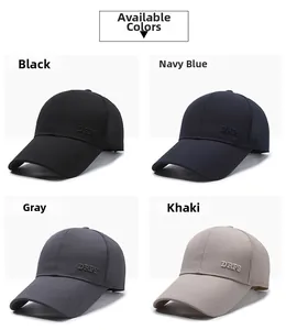 Detail showing baseball caps in black, navy, grey, and khaki with DRPS side embroidery