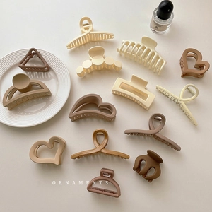 Matte hair claw clips set for women in milk coffee colors featuring various shapes