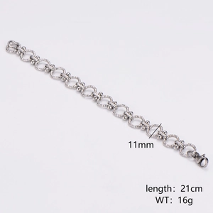Punk style stainless steel O-link chain bracelet for men with 11mm circles and 21cm length