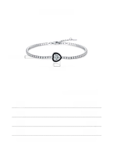 Detailed parameters of S925 sterling silver tennis bracelet with black heart charm