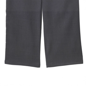 Women's dark grey casual wool trousers featuring high-quality twill fabric and hem detail