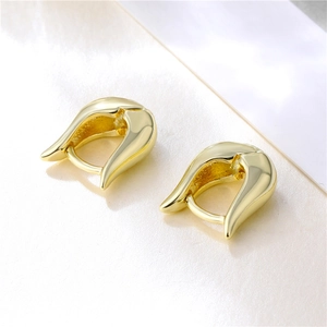 Polished gold U-shaped oval hoop earrings with a minimalist geometric design for women