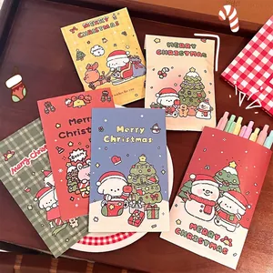 Cartoon Christmas paper gift bags set with festive illustrations in various colors