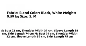 Guide des tailles détaillé pour la mini-robe noire ajustée à manches longues