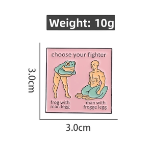 Funny pink square enamel frog pin with character selection design and zinc alloy frame