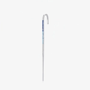 925 Sterling Silver Ear Climber Earrings Gradient Blue White Cubic Zirconia Long Pin Crawler Jewelry For Women