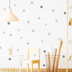 Morandi green and beige polka dot wall stickers for minimalist home office decor