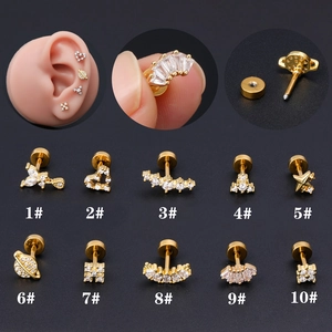 Knorpel Ohrstecker Aus Edelstahlpfosten Kupfer Zirkon Herz Schmetterling Kreuz Flache Ruckseite Piercing Schmuck Fur Damen