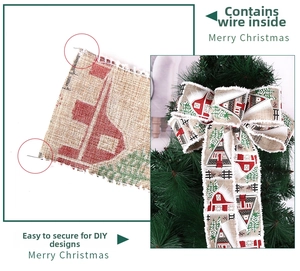 Détail du ruban de Noël avec fil interne pour le modelage DIY et décoration de sapin