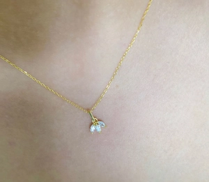 Exquisite gold S925 sterling silver necklace with three marquise crystal pendant for women