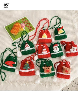 Handmade crochet Christmas crossbody bags featuring reindeer, snowman and Santa motifs