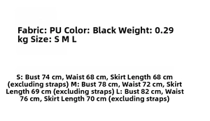 Tabla de tallas para el vestido ajustado de cuero PU negro con falda plisada