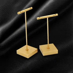 Minimalist Metal Jewelry Display Stand T-Bar Earring Holder With Weighted Base For Countertop Necklace Showcase Organizer