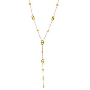 Classic 18K gold plated titanium steel Y-necklace with pig nose buckle and crystals