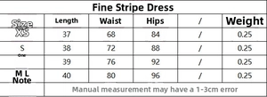Tableau des tailles détaillé pour ensemble jupe à rayures avec guide de mesure
