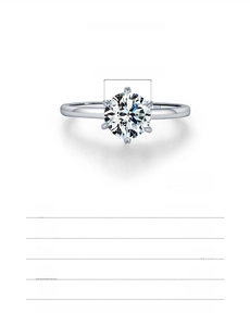 Detail specifications of 1ct moissanite S925 silver ring showing size and weight info