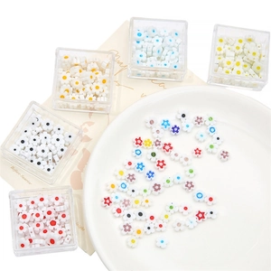 Colorful plum blossom polymer clay loose beads for DIY necklaces and handmade jewelry
