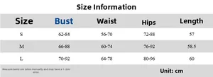 Guide des tailles détaillé pour robe dos nu incluant buste taille et hanches en cm