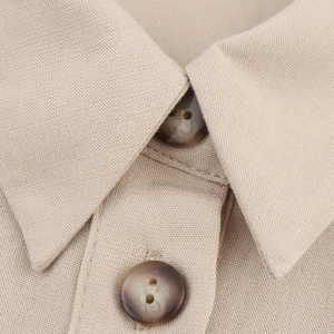 Ärmelloses Hemdblusenkleid in Leinenoptik mit klassischem Reverskragen und Knöpfen