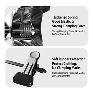 Strong stainless steel pants hanger with thick spring and black non-slip rubber grip