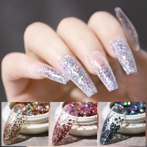 Ακανόνιστες ολογραφικές νιφάδες glitter νυχιών σε χρυσό, ροζ και μπλε-πράσινο
