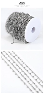 Macro view of polished heart-shaped hollow chain links for DIY jewelry making