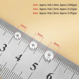 Cuentas espaciadoras de plata de ley S925 en 4mm 5mm 6mm para joyería DIY