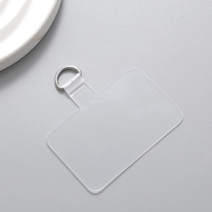 Toppa trasparente per cordino cellulare in PVC con anello a D per tracolla universale