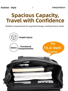 Detail of the multi-compartment interior for a 15.6 inch laptop business backpack