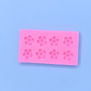 Pink 8-cavity cherry blossom silicone mold for DIY cake, chocolate and fondant baking