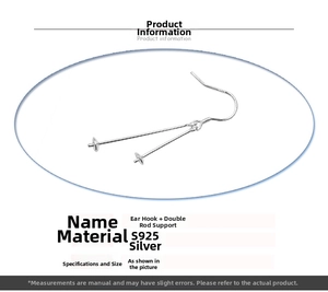 Macro view of S925 sterling silver ear hooks with double-post cup for DIY jewelry making