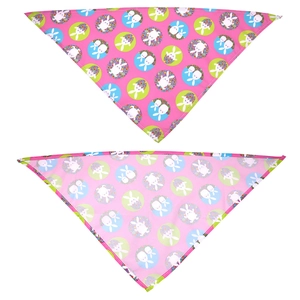 Pink Easter dog bandanas with cute bunny and egg prints in a two-piece set