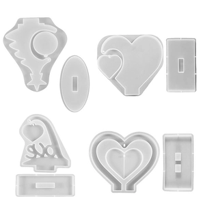 6-piece silicone molds set for heart and star resin photo frame and DIY pendant base