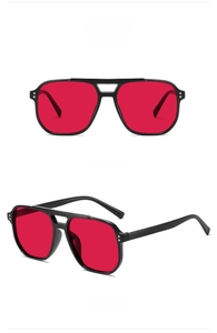 Lunettes aviateur classiques à double pont avec monture noire et verres rouges
