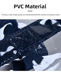 Detail of thickened PVC beach bag with cross-stitched reinforced straps and anti-crack material