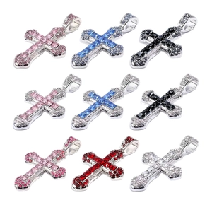 Cross pendant necklaces in nine crystal color variations with full diamond-encrusted design