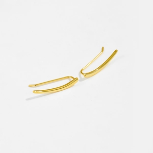 Polished S925 silver wheat-shaped gold earrings with zircon stones and streamlined design