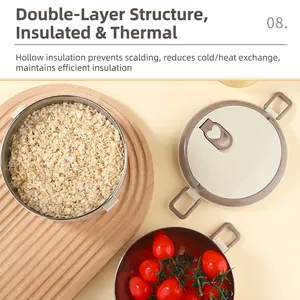 Dual-layer insulated stainless steel lunch box with heart-shaped vent for home and office