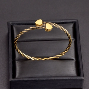 Bracciale a cuore in acciaio inossidabile 304 con filo intrecciato bicolore in astuccio