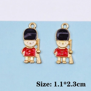 British Royal Guard enamel soldier charms for DIY jewelry, 1.1x2.3cm set of two