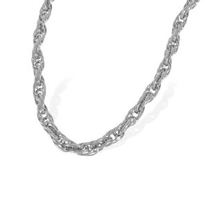 Minimalist silver twist rope chain necklace made of polished titanium steel for women