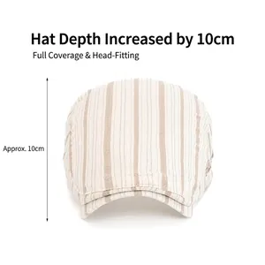 British style beige striped ivy cap with 10cm depth design for a slim face look